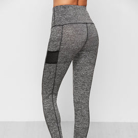 Grey Marled Knit Wide Waistband Leggings