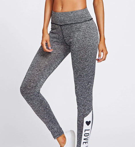 LOVE Print Marled Knit Leggings