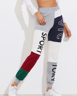 Cut And Sew Print Sweatpants