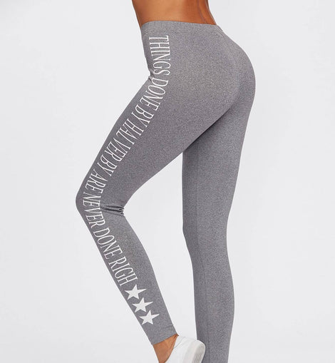 Printed Side Heather Knit Leggings