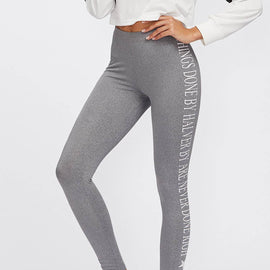 Printed Side Heather Knit Leggings