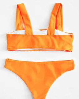 Wide Strap Seam Detail Top With High Leg Bikini