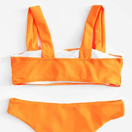 Wide Strap Seam Detail Top With High Leg Bikini