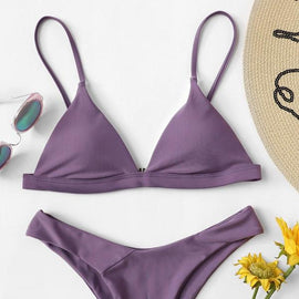 Triangle Top With High Leg Bikini Set