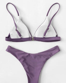 Triangle Top With High Leg Bikini Set