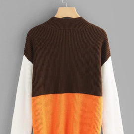 Drop Shoulder Color Block Jumper