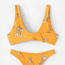 Floral Knot Front Bikini Set
