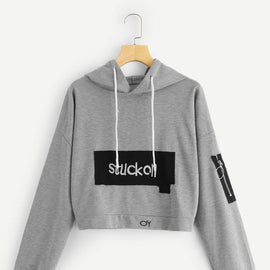 Letter Embroidered Hooded Sweatshirt