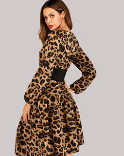 Corset Waist Leopard Print Dress