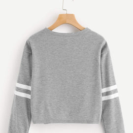 Twist Detail Varsity Sleeve Sweatshirt