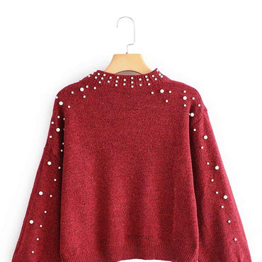 Pearl Beaded Bishop Sleeve Jumper