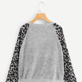 Leopard Print Raglan Sleeve Jumper