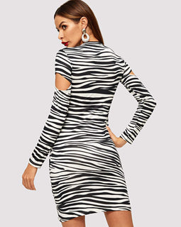 Cut Out Zebra Print Dress