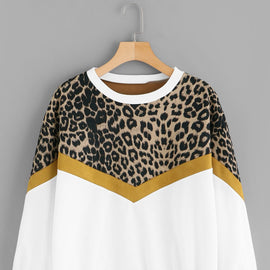 Leopard Panel Drop Shoulder Sweatshirt