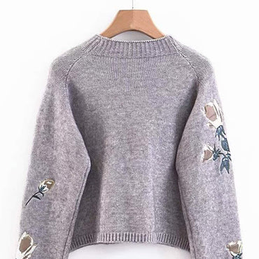 Raglan Sleeve Floral Pattern Jumper