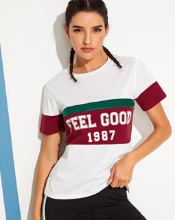 Contrast Panel Letter Print Tee